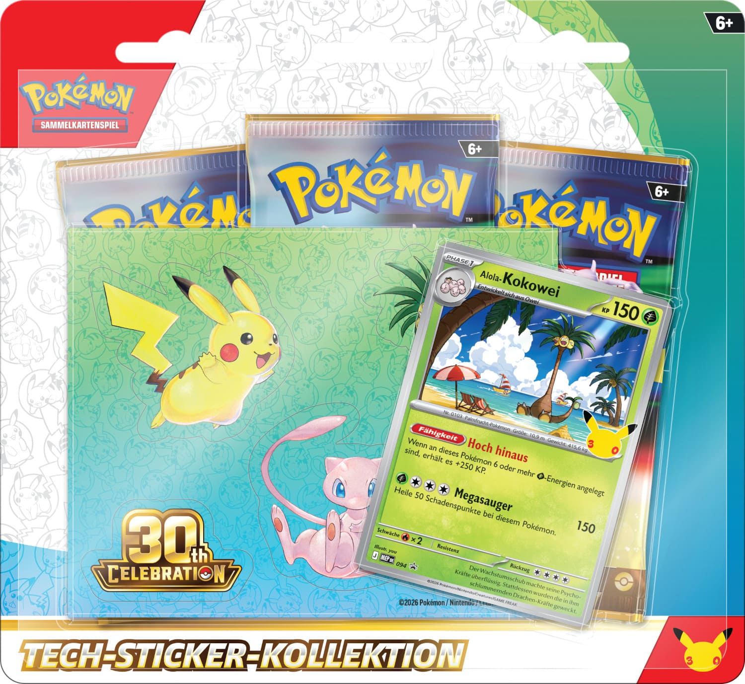 Pokémon 30 Jahre Tech-Sticker-Kollektion Alola-Kokowei